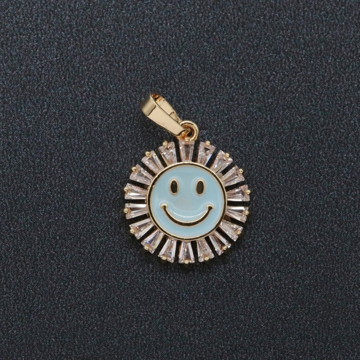 Round Smiley Face Charm Cubic Happy Face Pendant for Necklace Earring Component I-247 I-250 I-252 I-270 I-274