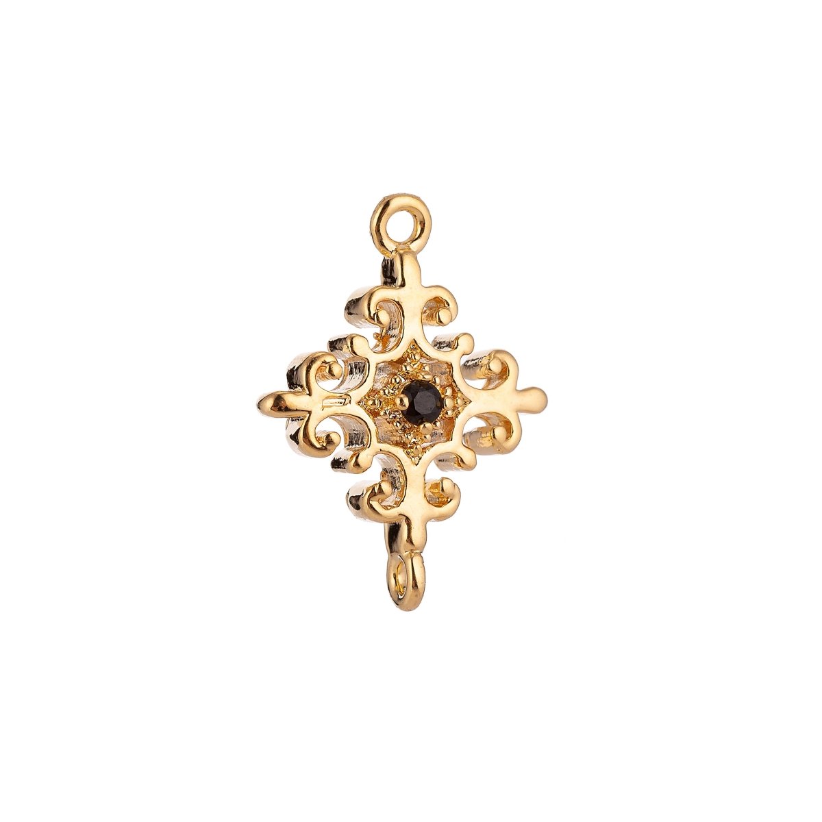 Rustic Flower connector 18k gold filled, components for bracelets, anklets, necklaces jewelry making
