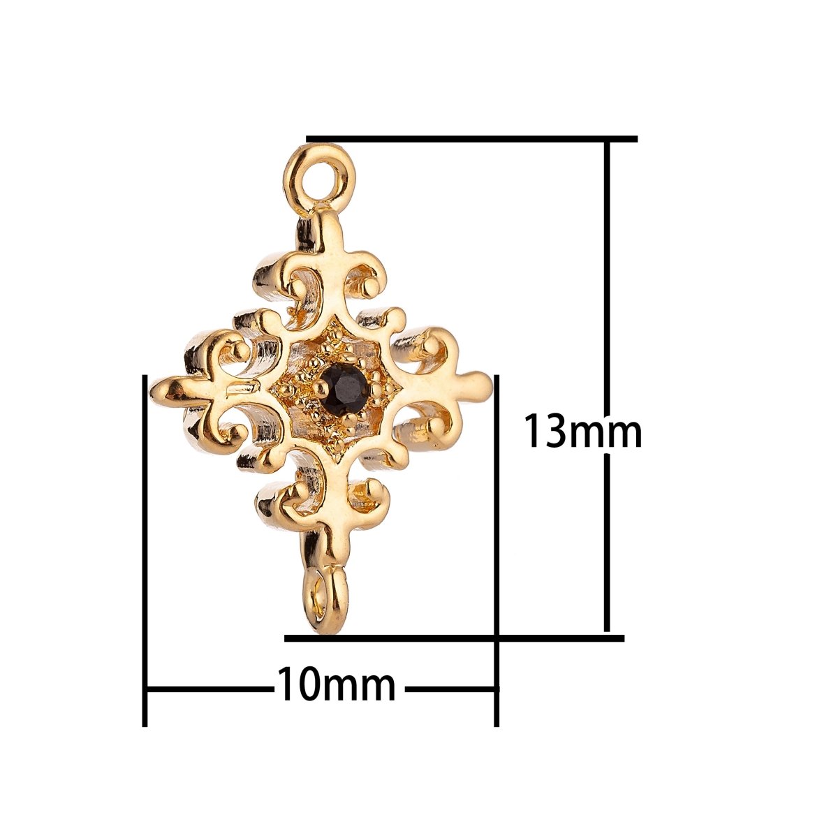 Rustic Flower connector 18k gold filled, components for bracelets, anklets, necklaces jewelry making