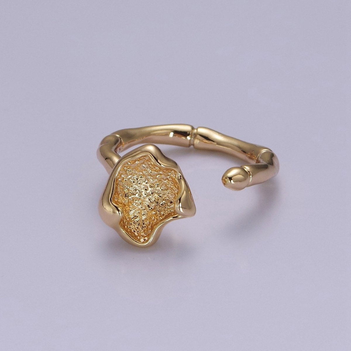 Rustic Flower Patch Gold Flower Ring Open Adjustable O-2036