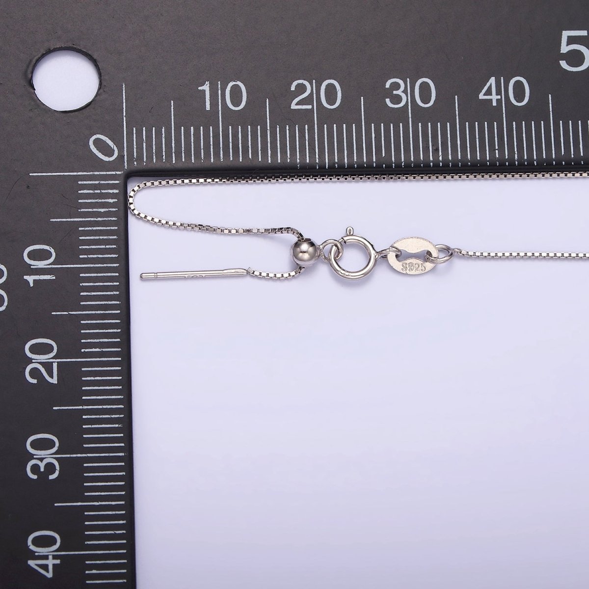 S925 Sterling Silver 0.5mm Dainty Box 18 Inch Adjustable Slider Chain Necklace | WA-1966 Clearance Pricing