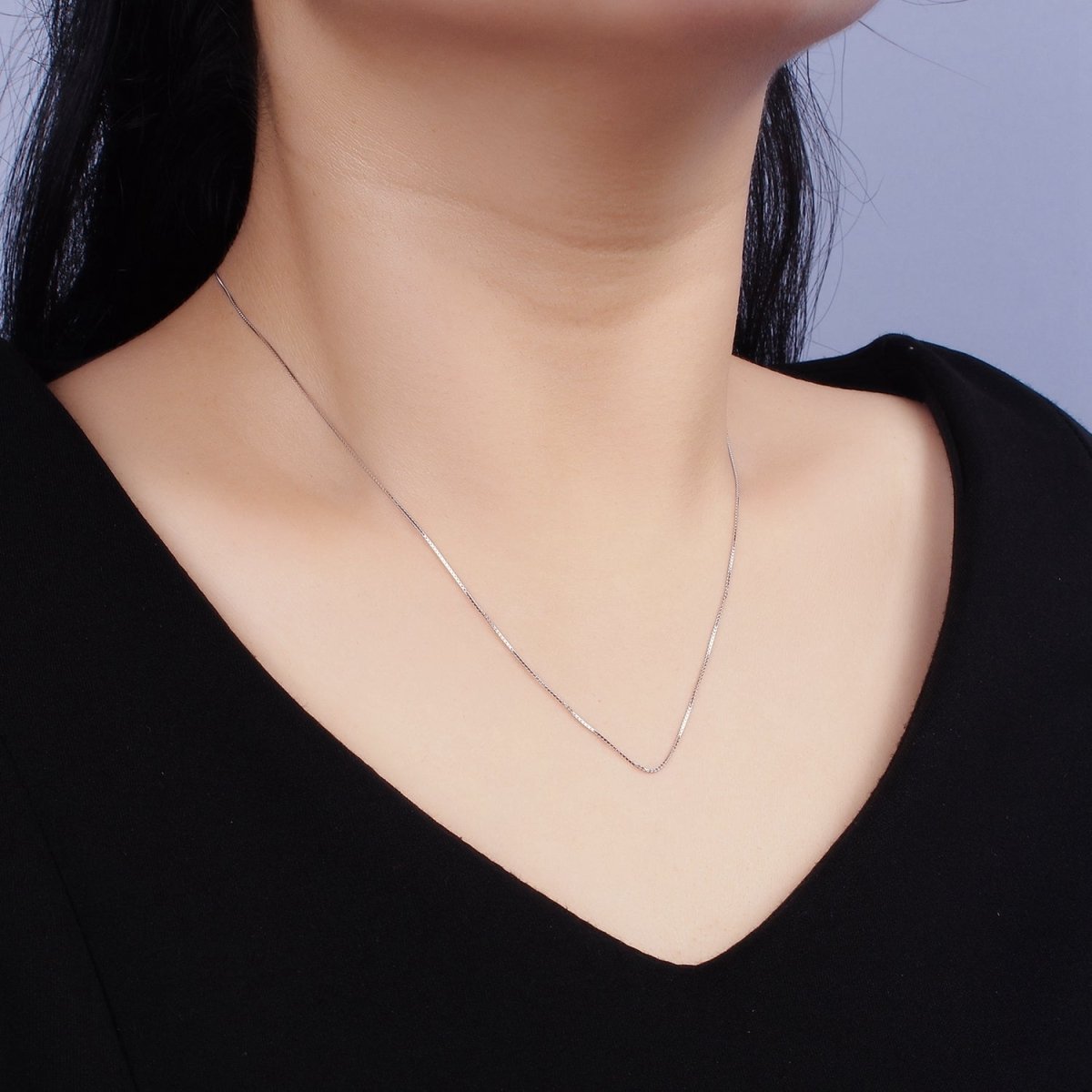 S925 Sterling Silver 0.5mm Dainty Box 18 Inch Adjustable Slider Chain Necklace | WA-1966 Clearance Pricing