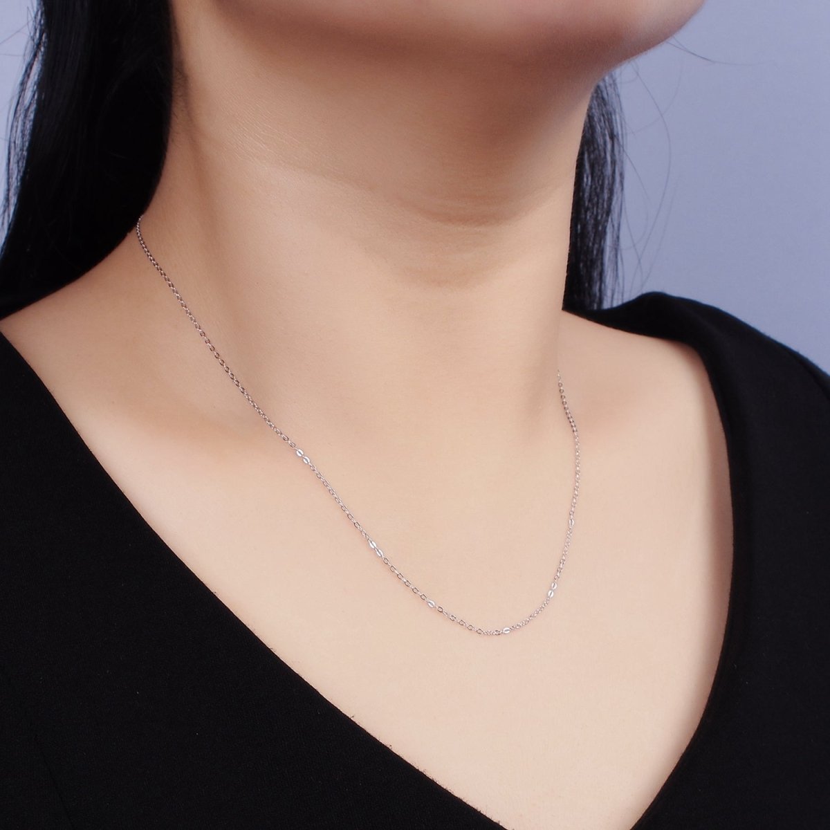 S925 Sterling Silver 0.5mm Dainty Cable Adjustable Slider 15.5 Inch Chain Necklace | WA-1946 Clearance Pricing