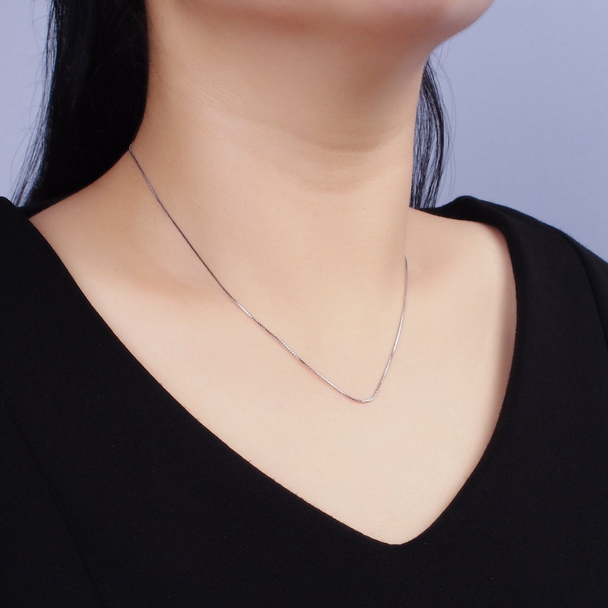 S925 Sterling Silver 0.8mm Dainty Box Chain 15.35 Inch Chain Choker Necklace | WA-1986 Clearance Pricing