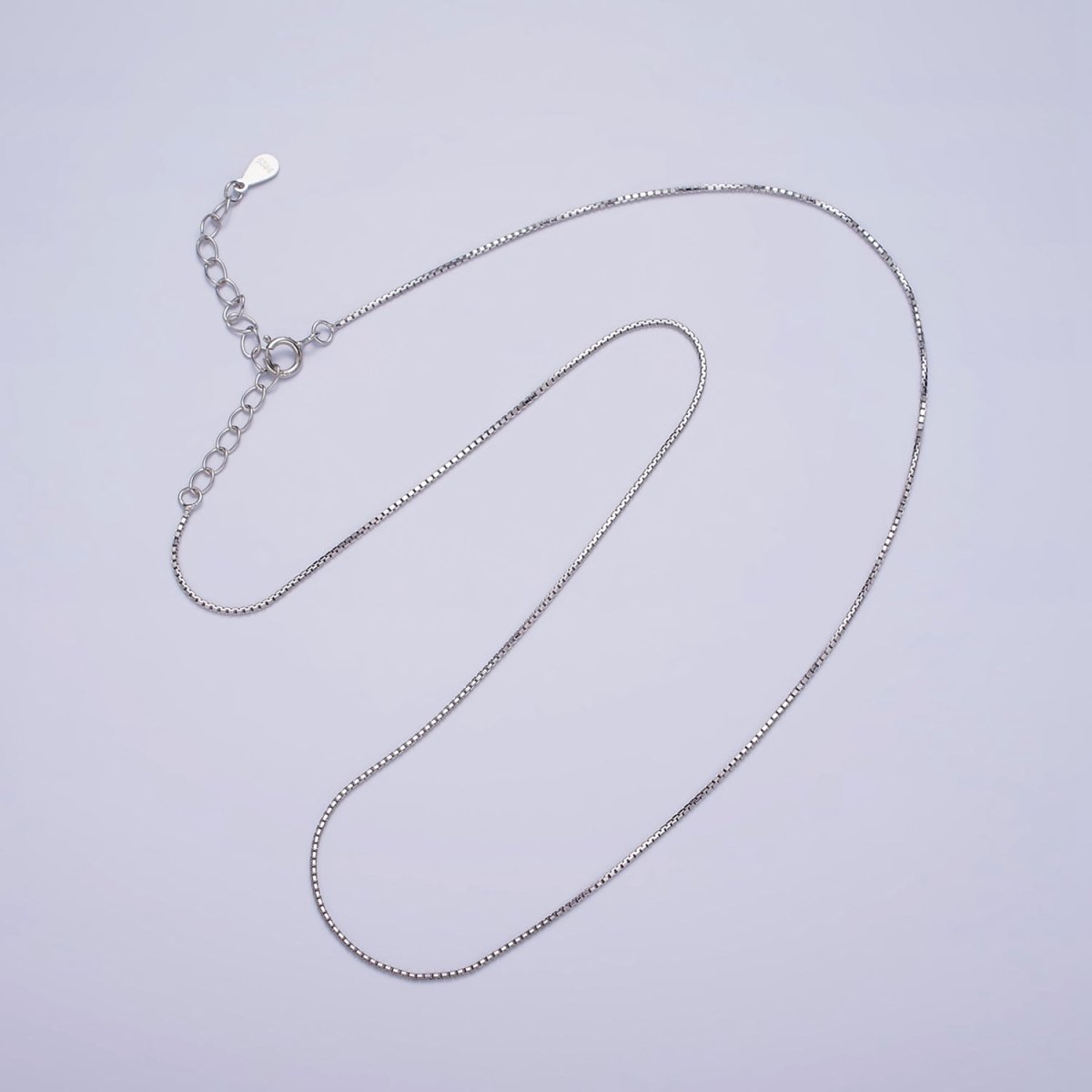 S925 Sterling Silver 0.8mm Dainty Box Chain 15.35 Inch Chain Choker Necklace | WA-1986 Clearance Pricing