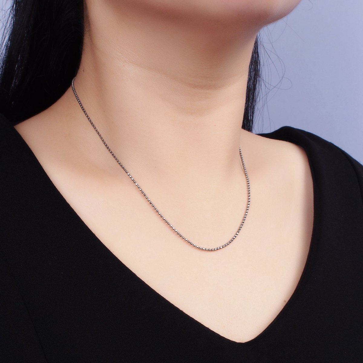 S925 Sterling Silver 0.9mm Dainty Bead 15.5 Inch Choker Chain Necklace | WA-1967 Clearance Pricing