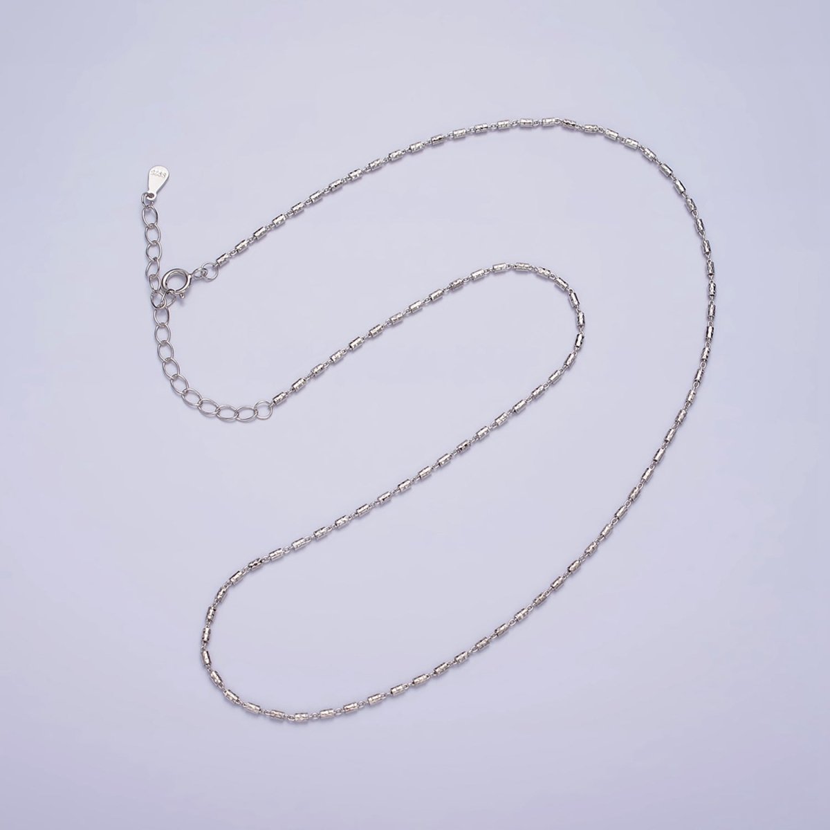 S925 Sterling Silver 1.3mm Dainty Tube 15.5 Inch Chain Necklace | WA-1970 Clearance Pricing
