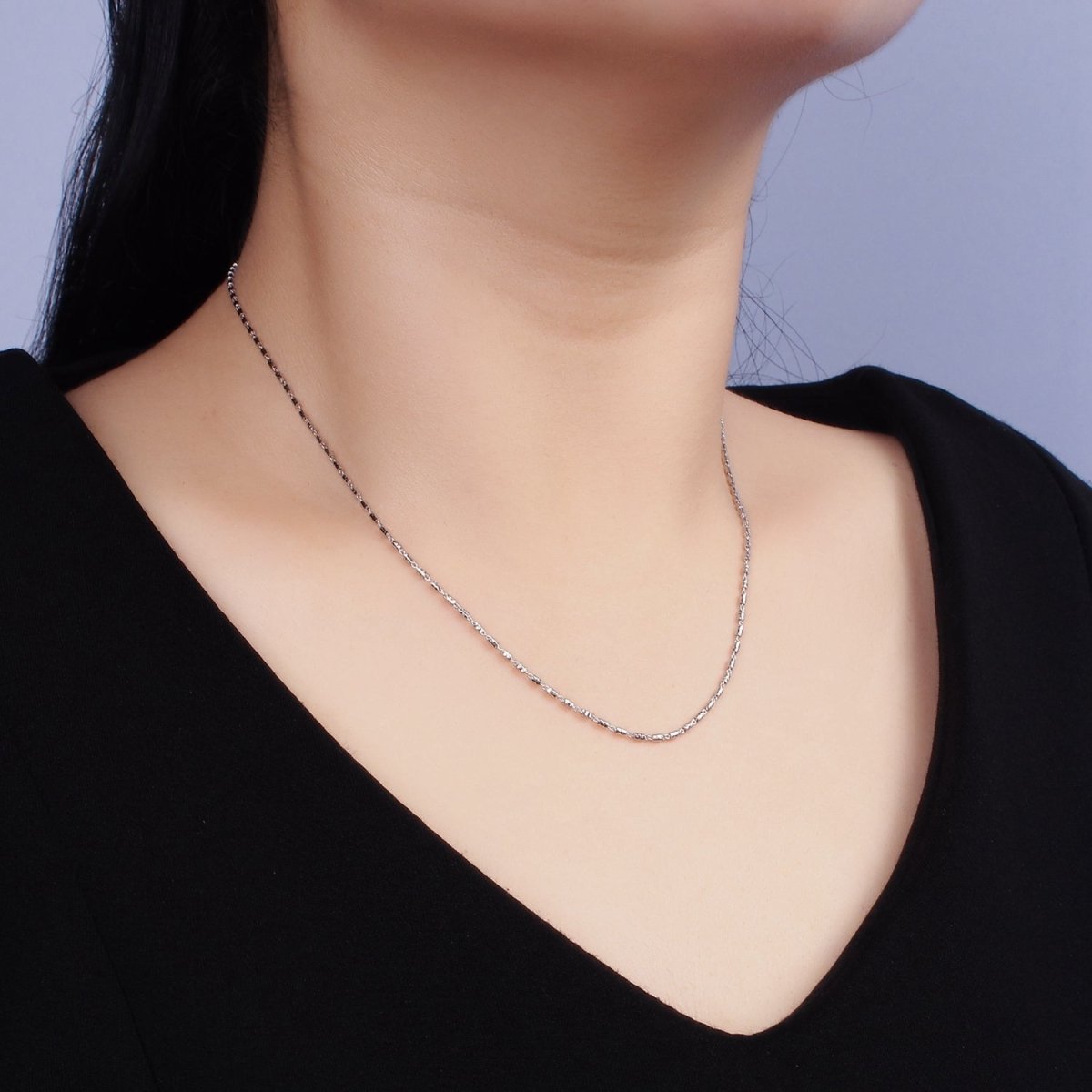 S925 Sterling Silver 1.3mm Dainty Tube 15.5 Inch Chain Necklace | WA-1970 Clearance Pricing