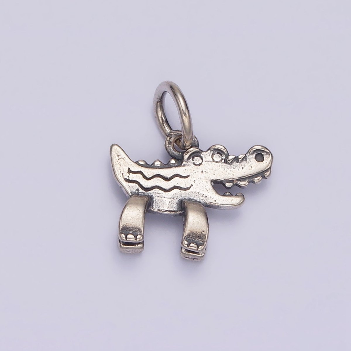 S925 Sterling Silver 14.5mm Mini Alligator Crocodile Animal Charm | SL-354