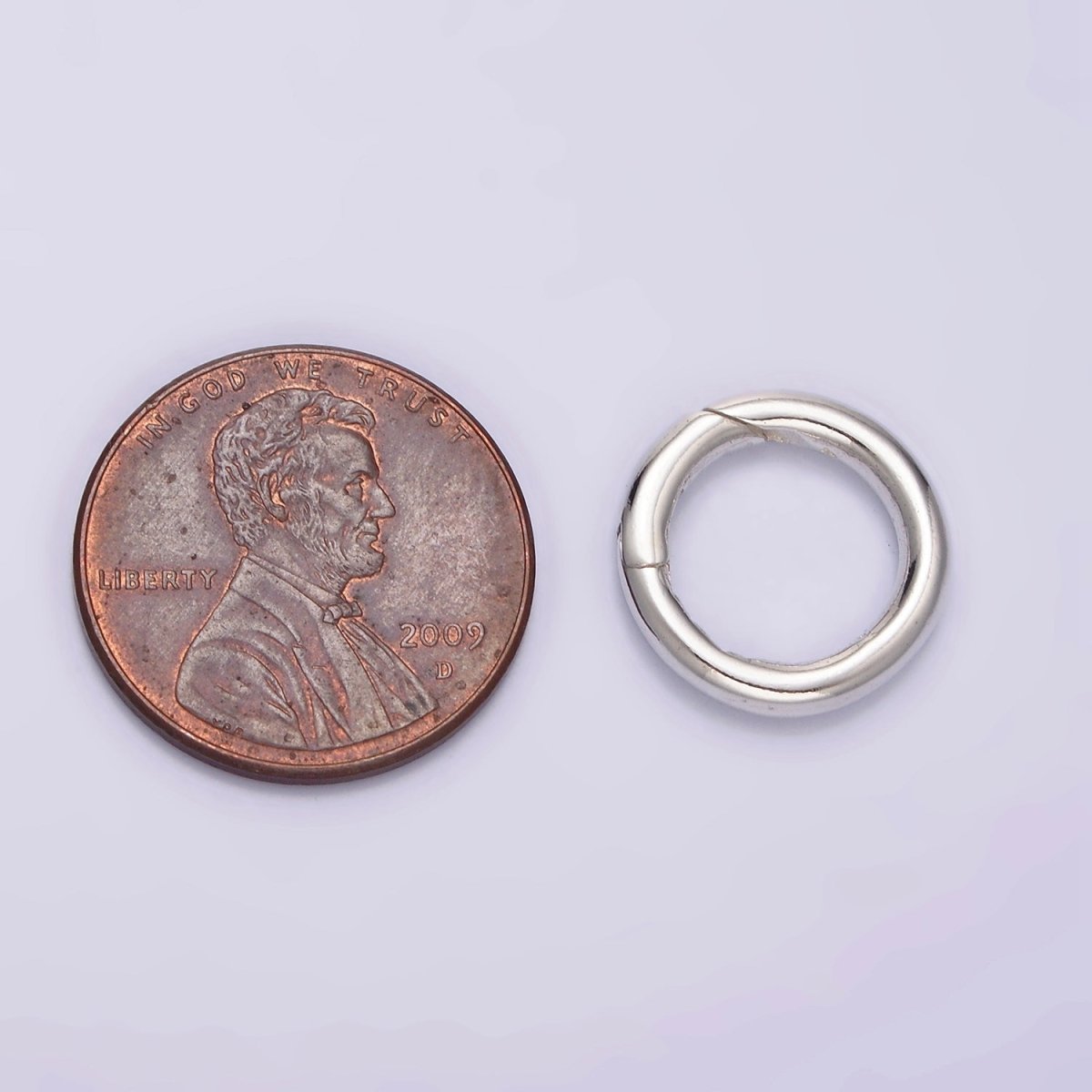 OS S925 Sterling Silver 14mm Round Push Spring Gate Ring Jewelry Supply | SL-386