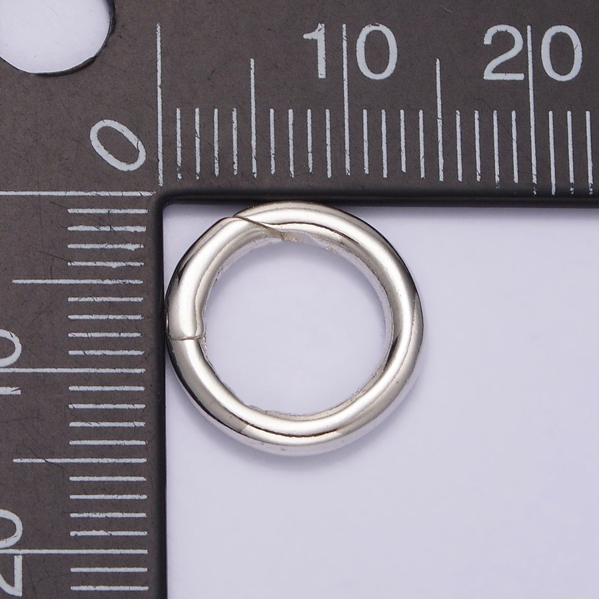 OS S925 Sterling Silver 14mm Round Push Spring Gate Ring Jewelry Supply | SL-386