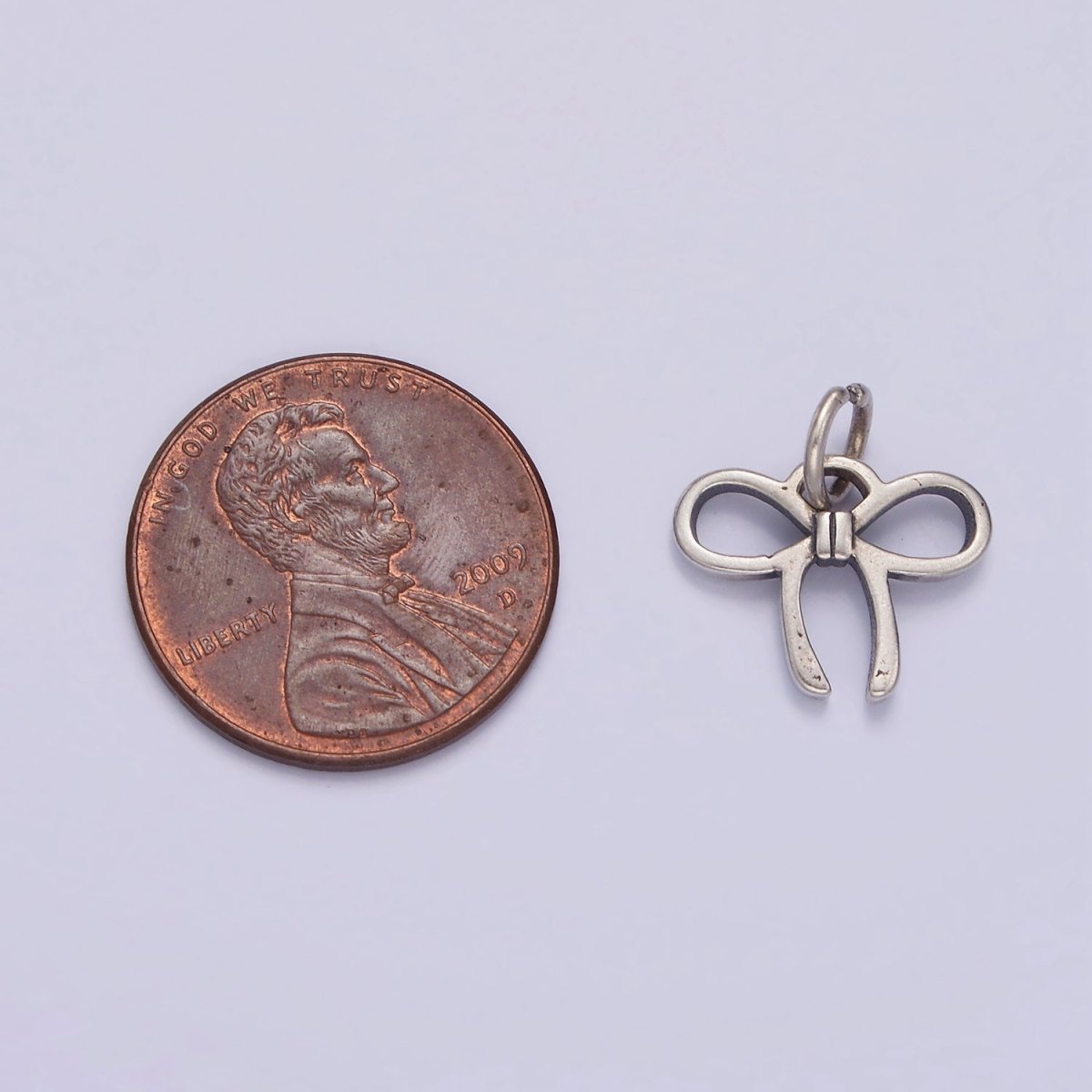 S925 Sterling Silver 15mm Ribbon Tie Minimalist Charm | SL-375