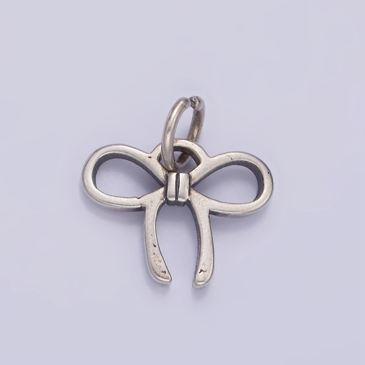 S925 Sterling Silver 15mm Ribbon Tie Minimalist Charm | SL-375