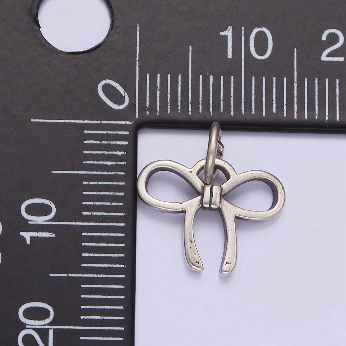 S925 Sterling Silver 15mm Ribbon Tie Minimalist Charm | SL-375