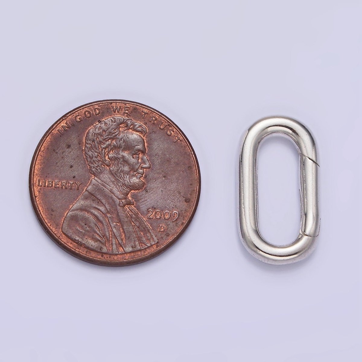 S925 Sterling Silver 17.3mm Oblong Push Spring Gate Jewelry Supply | SL-372