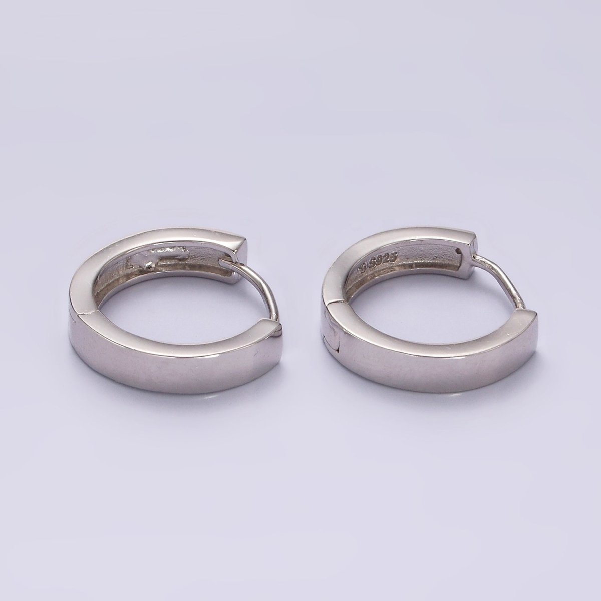 S925 Sterling Silver 17mm Minimalist Huggie Earrings | SL-411
