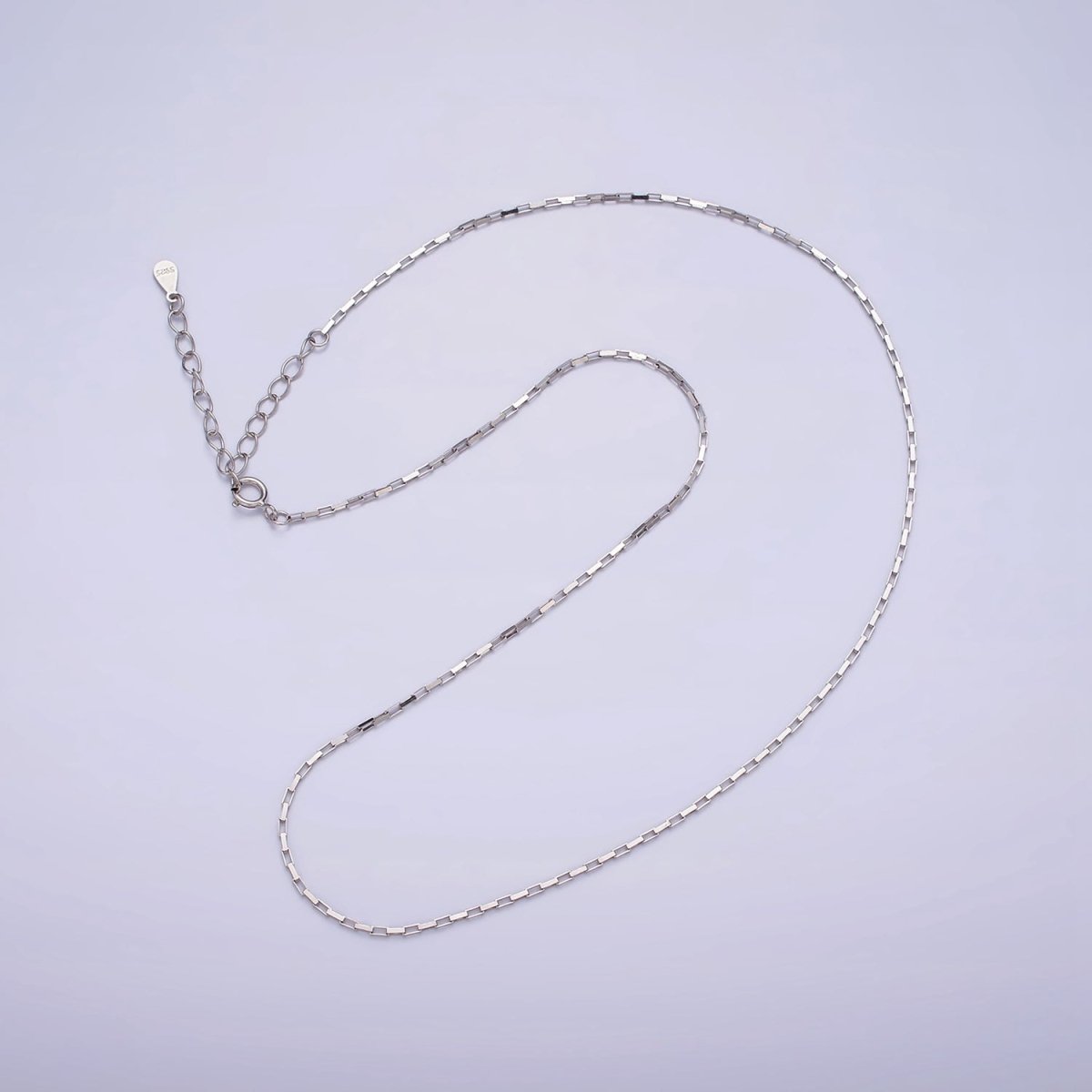 S925 Sterling Silver 1mm Dainty Rectangular Box 15.5 Inch Choker Chain Necklace | WA-1942 Clearance Pricing