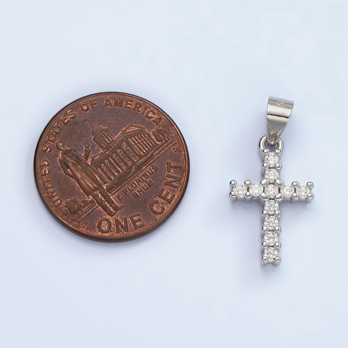S925 Sterling Silver 20mm Micro Paved CZ Lined Religious Latin Cross Pendant | SL-451