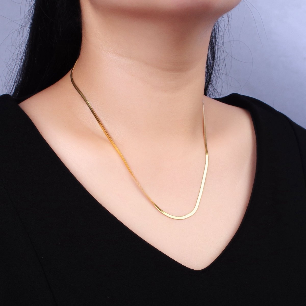 S925 Sterling Silver 2mm Herringbone 16 Inch, 17 Inch Layering Chain Necklace in Gold & Silver | WA-2156 - WA-2159 Clearance Pricing
