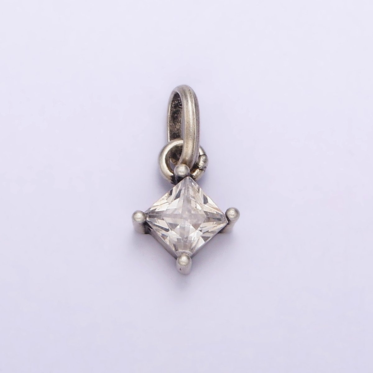 S925 Sterling Silver 5mm Clear CZ Rhombus Pendants | SL-318