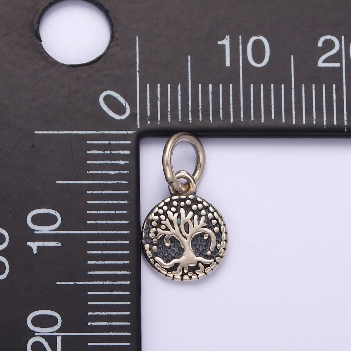 S925 Sterling Silver 8mm Nature Tree Leaf Round Add-On Charm | SL-384
