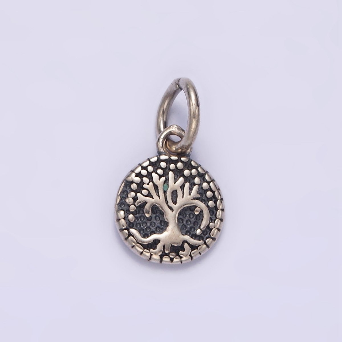 S925 Sterling Silver 8mm Nature Tree Leaf Round Add-On Charm | SL-384