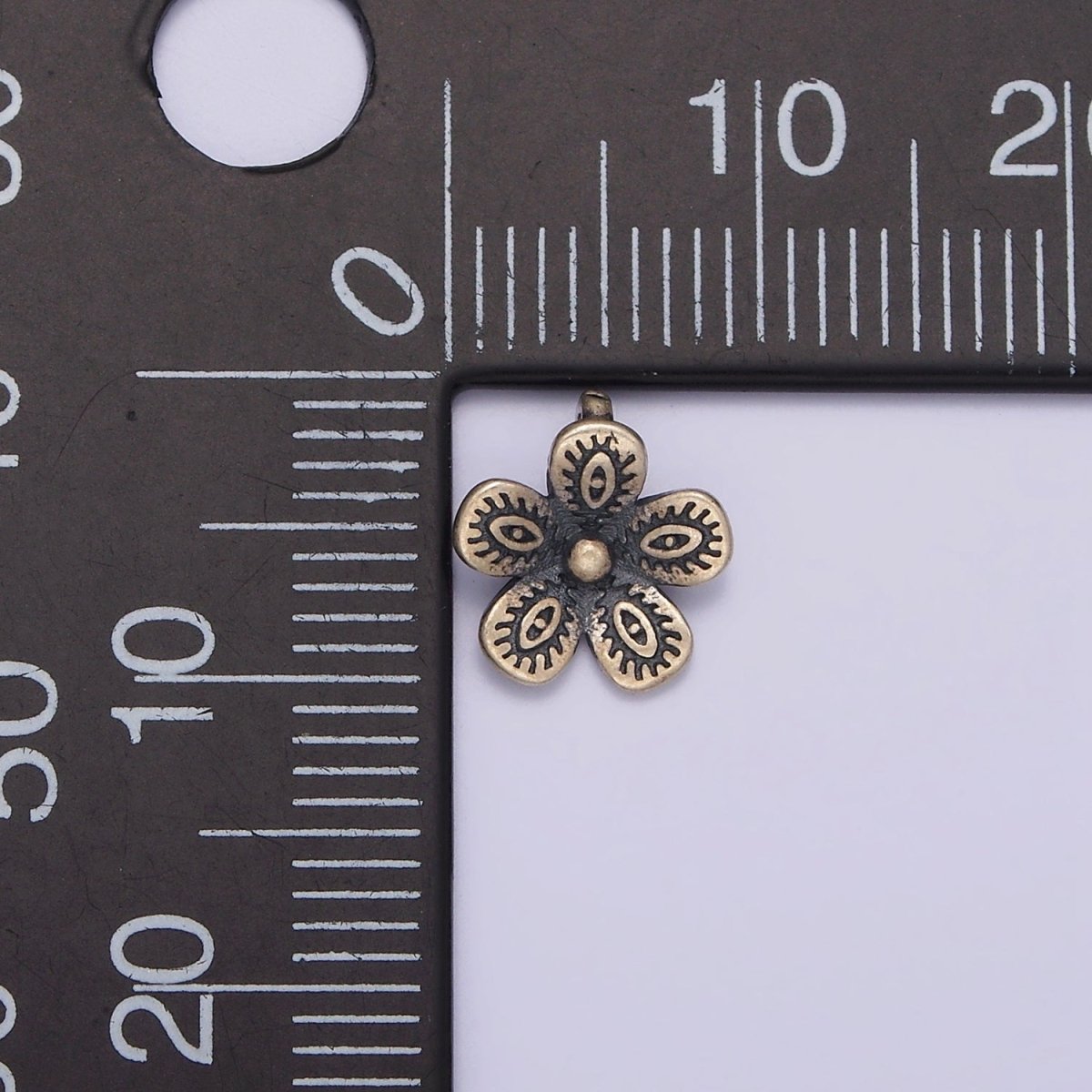 S925 Sterling Silver 9mm Evil Eye Engraved Flower Nature Back Loop Charms | SL-359