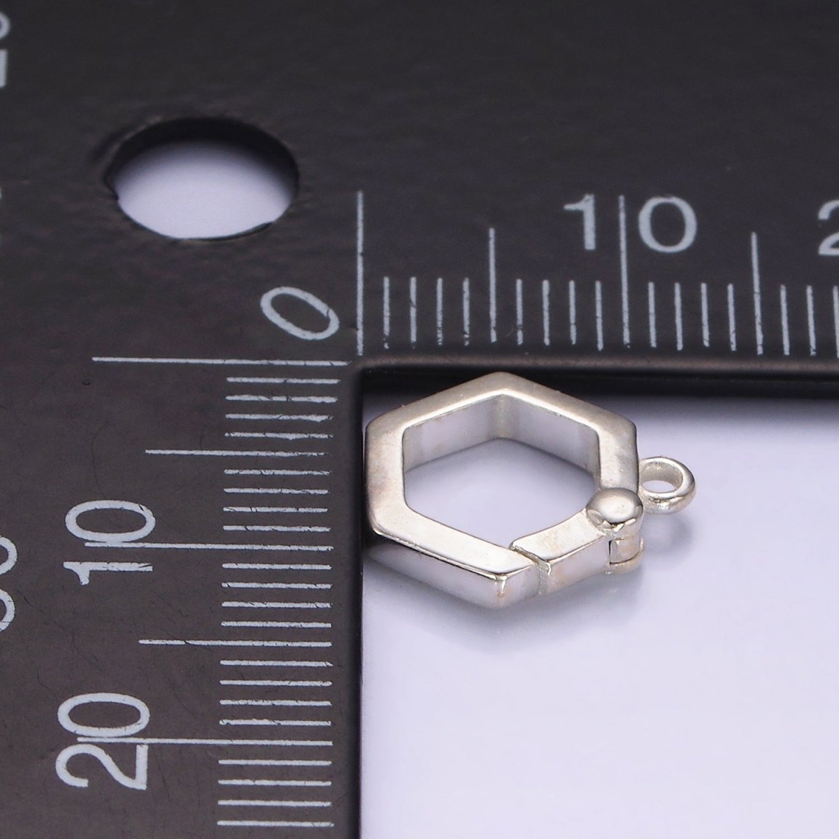 s925 Sterling Silver Charm Holder Push Gate Hexagon Clasp Spring gate Clasp 12.4x11.2mm SL-472