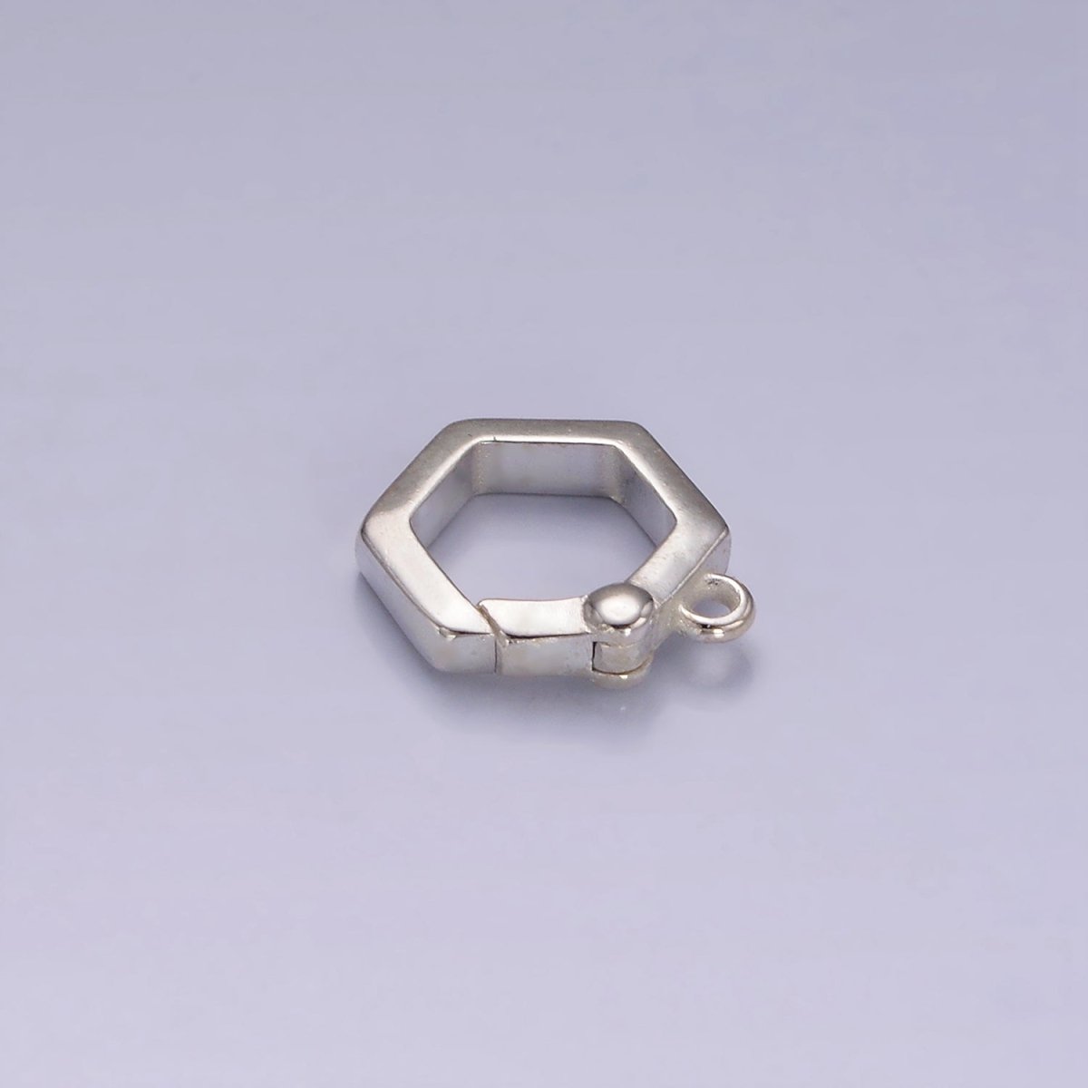 s925 Sterling Silver Charm Holder Push Gate Hexagon Clasp Spring gate Clasp 12.4x11.2mm SL-472