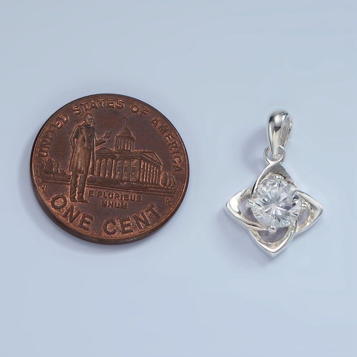 S925 Sterling Silver Clear CZ Geometric Edged Open Flower Pendant | SL-467