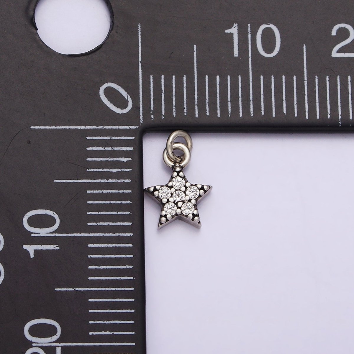 S925 Sterling Silver Clear Micro Paved CZ Celestial Star Charm | SL-322