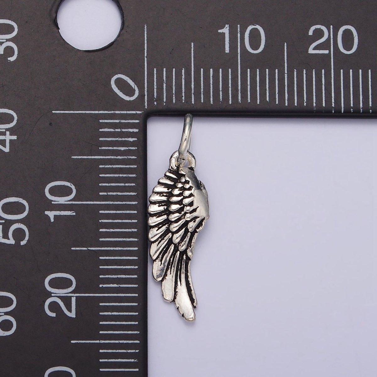 S925 Sterling Silver Curved 3Feather Wings 22.5mm Charm | SL-362