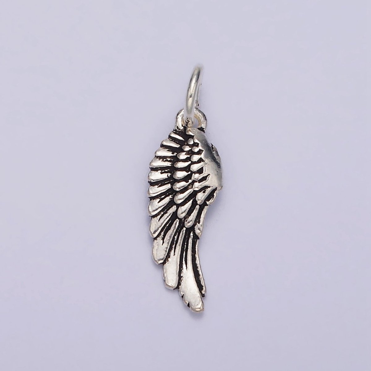 S925 Sterling Silver Curved 3Feather Wings 22.5mm Charm | SL-362