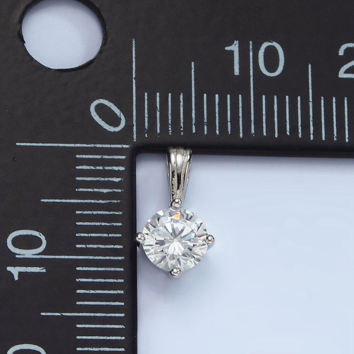 OS S925 Sterling Silver CZ Clear Round Solitaire Minimalist Pendant | SL-449