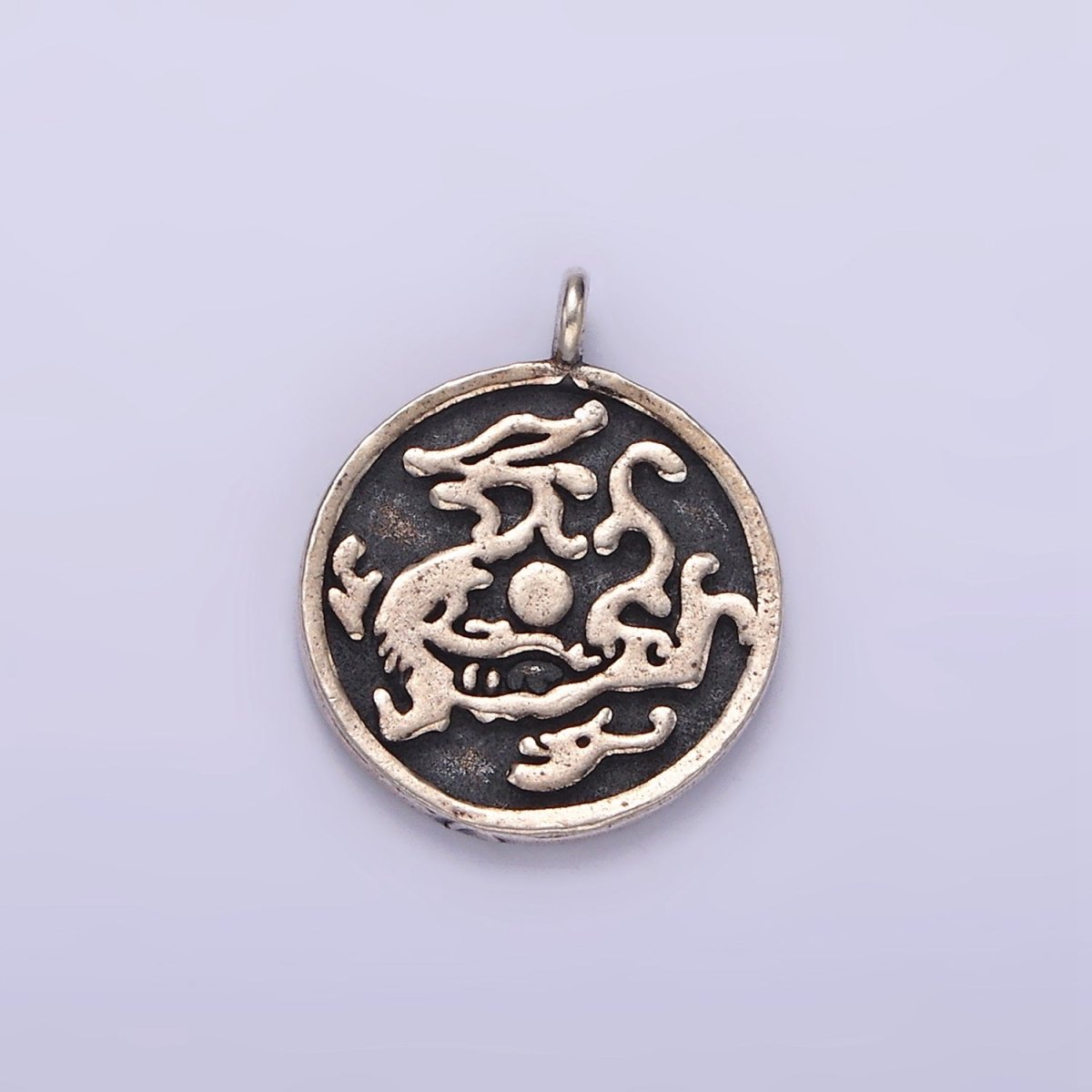 S925 Sterling Silver Dragon Abstract 15.5mm Round Pendant | SL-381