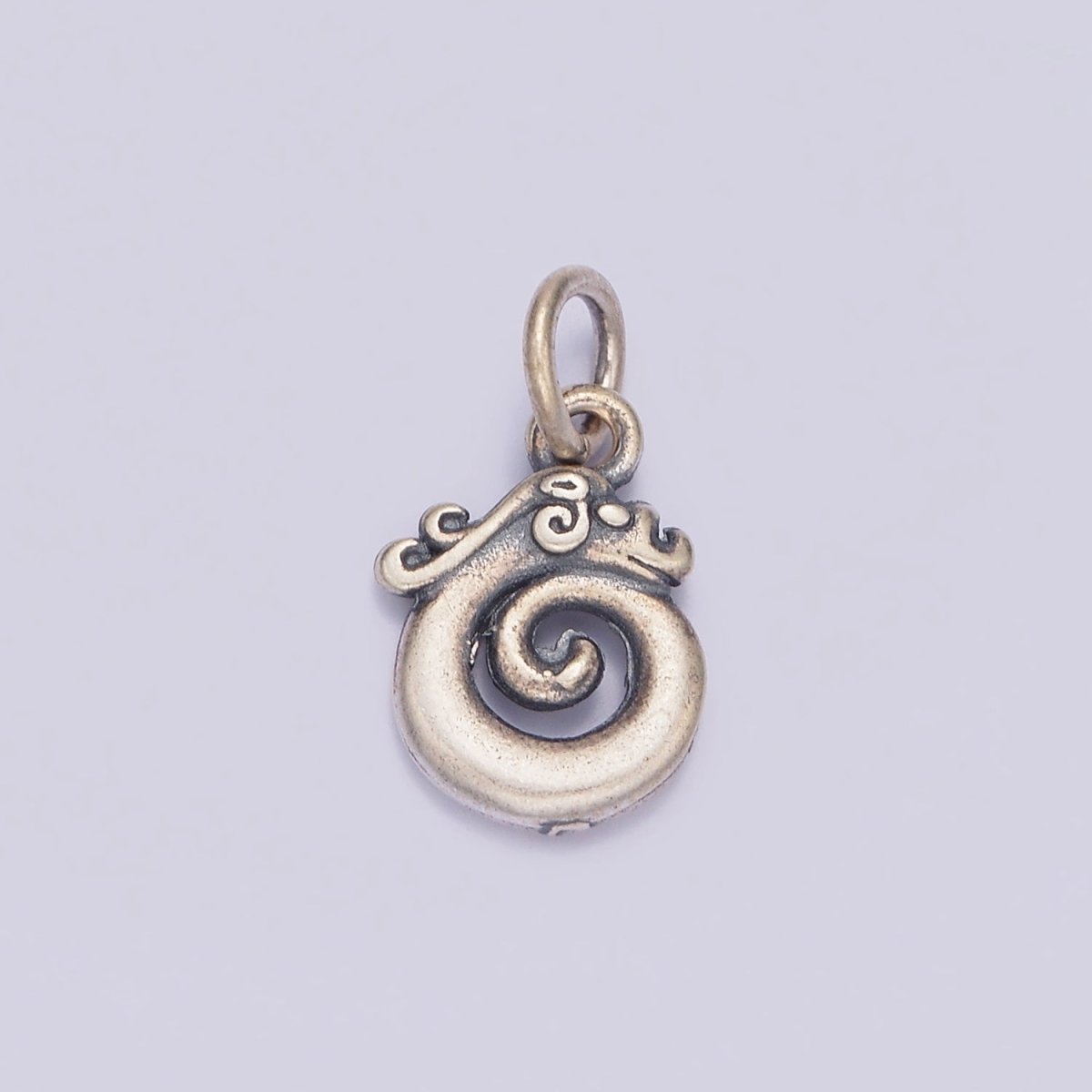 S925 Sterling Silver Dragon Animal Curling Round Add-On Charm | SL-368