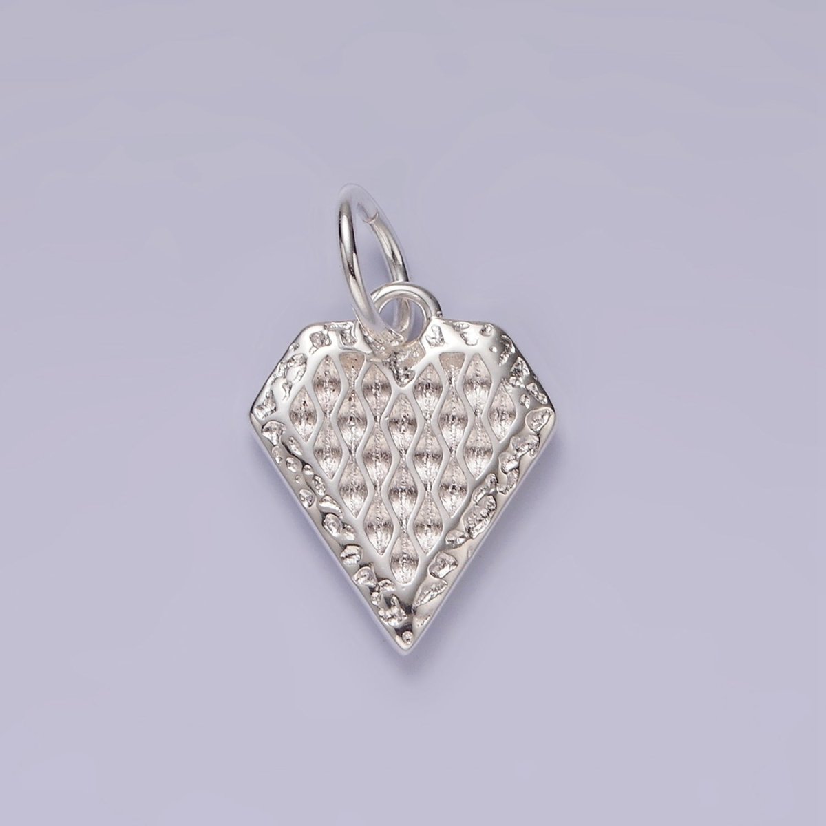 S925 Sterling Silver Edged Artisan Textured Heart Charm | SL-435