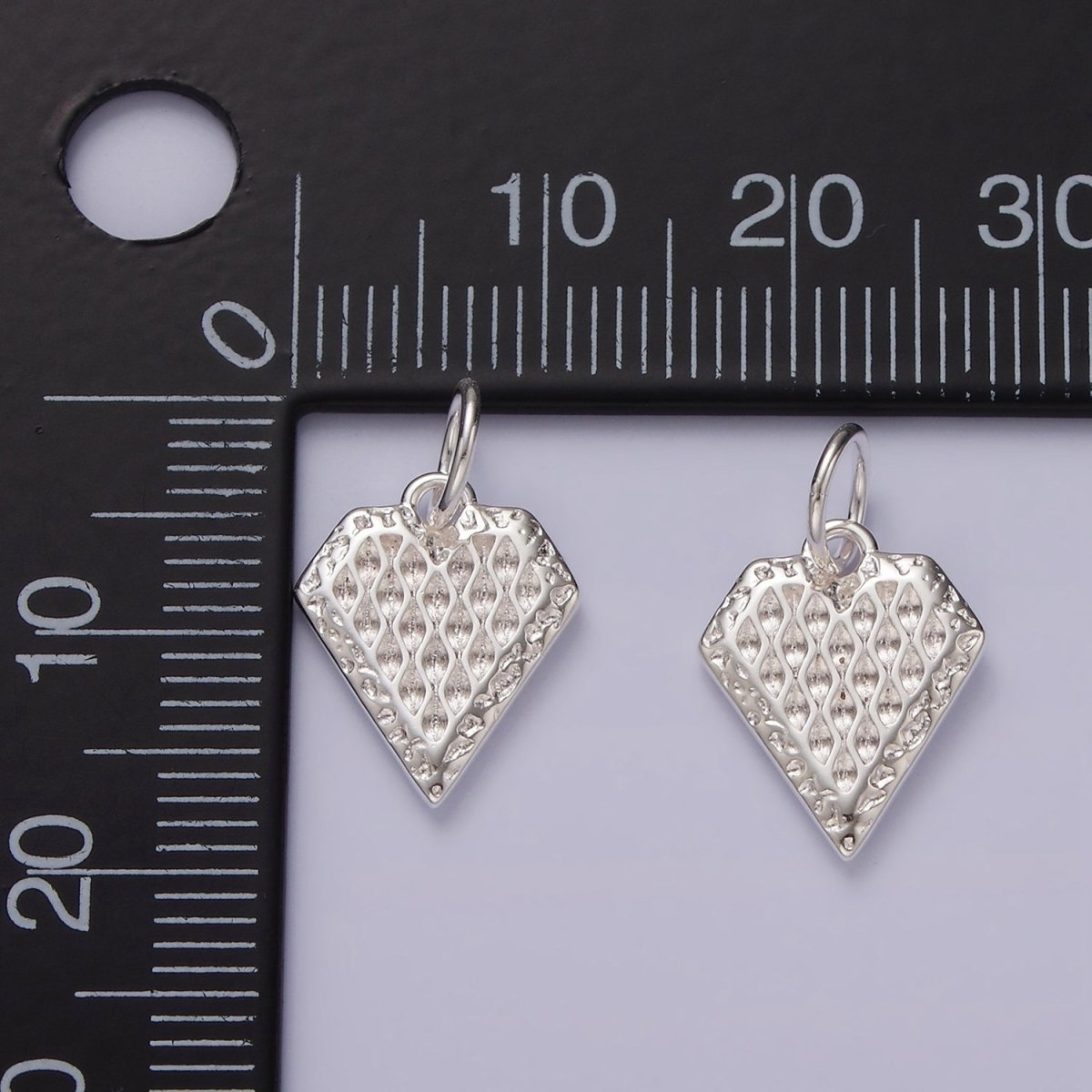 S925 Sterling Silver Edged Artisan Textured Heart Charm | SL-435