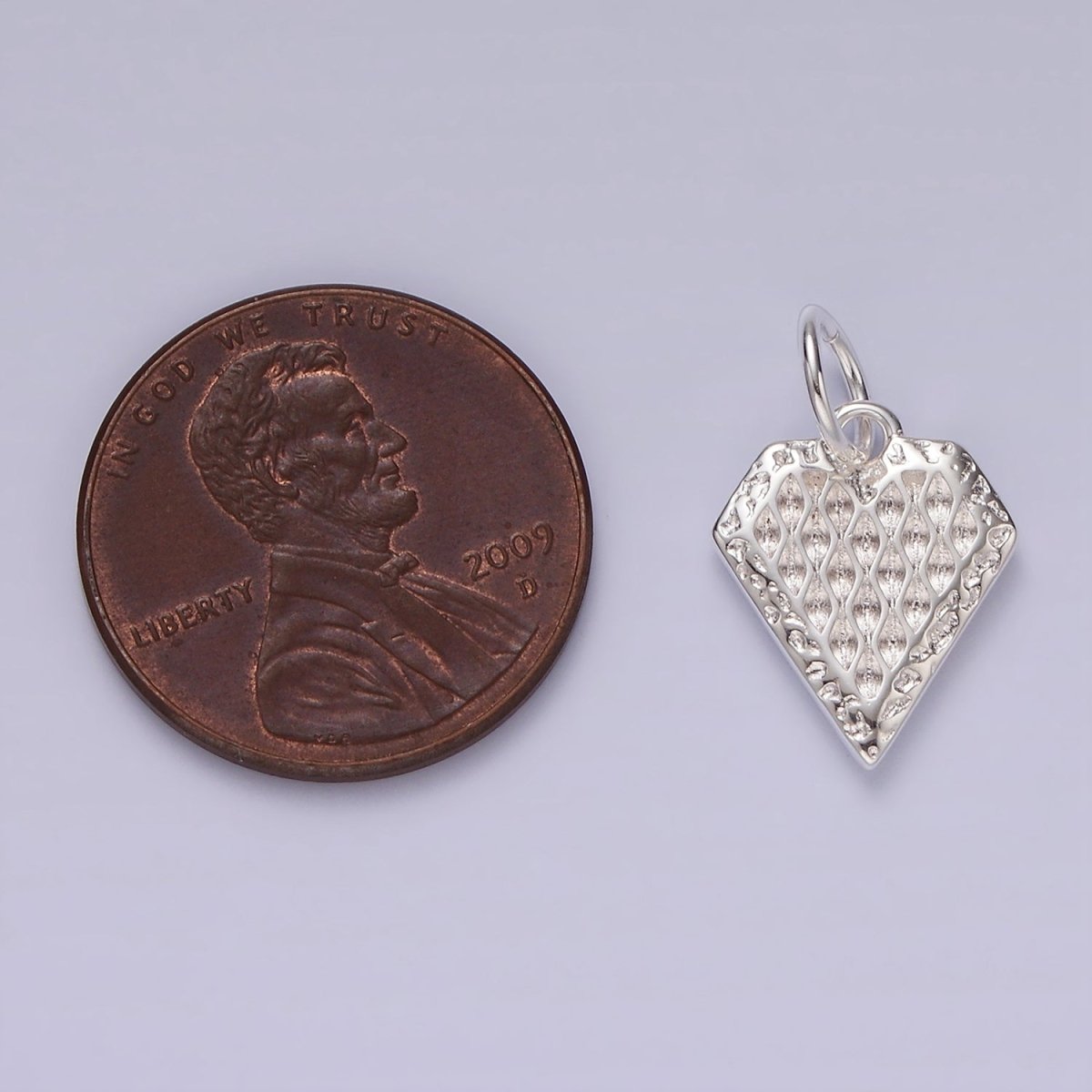 S925 Sterling Silver Edged Artisan Textured Heart Charm | SL-435