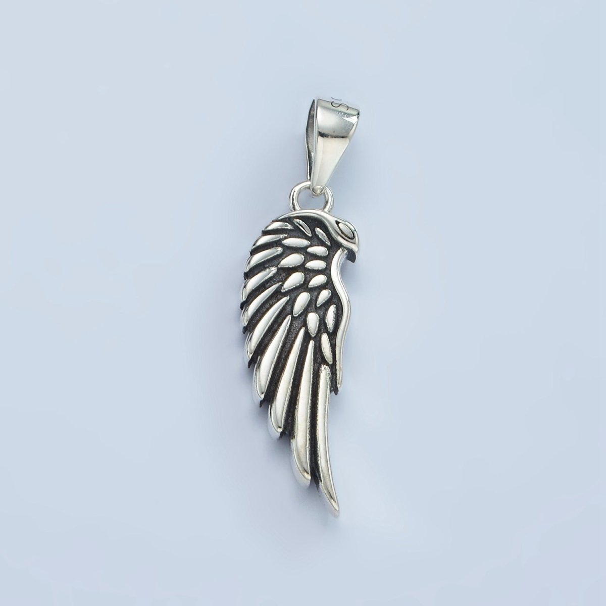S925 Sterling Silver Feather Wings Oxidized Minimalist Pendant | SL-459