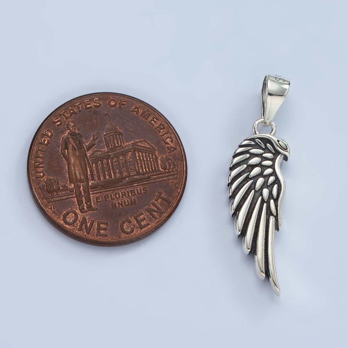 S925 Sterling Silver Feather Wings Oxidized Minimalist Pendant | SL-459