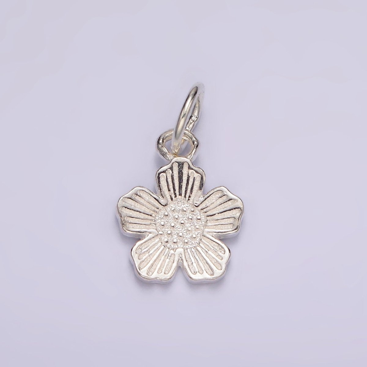S925 Sterling Silver Flower Lined Petal Nature Add-On Charm | SL-415