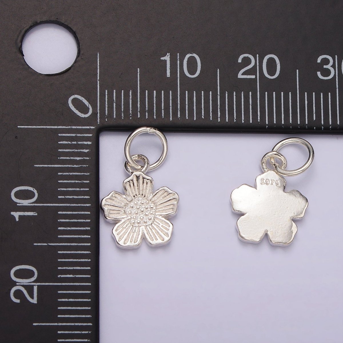 S925 Sterling Silver Flower Lined Petal Nature Add-On Charm | SL-415