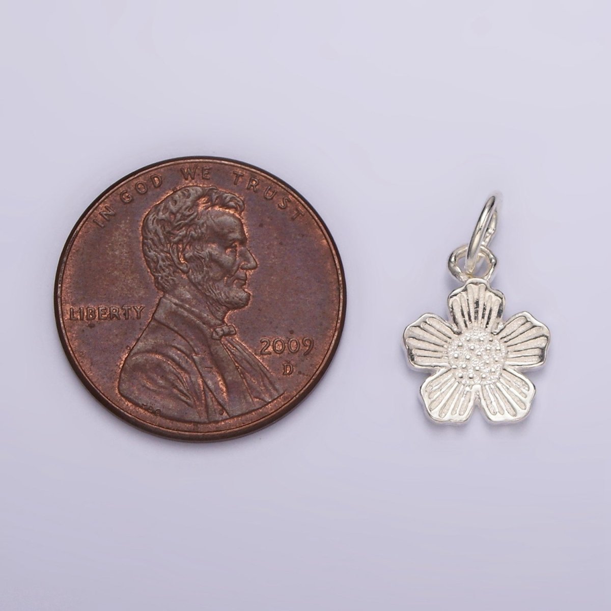 S925 Sterling Silver Flower Lined Petal Nature Add-On Charm | SL-415