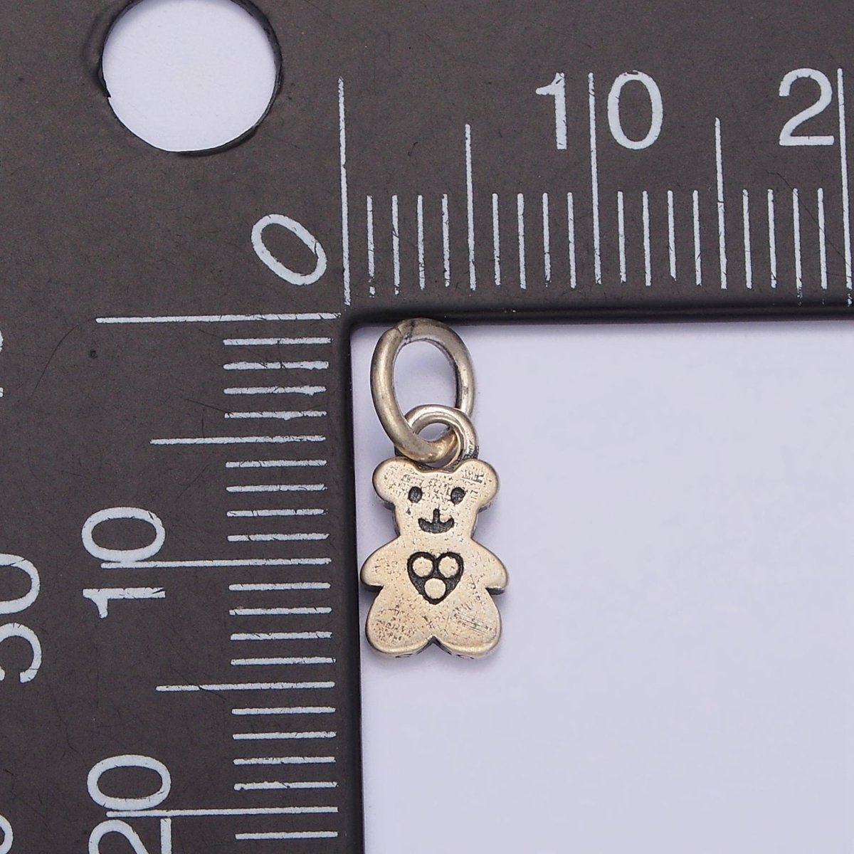 S925 Sterling Silver Heart Triple Dot Engraved Teddy Bear Animal Charm | SL-360