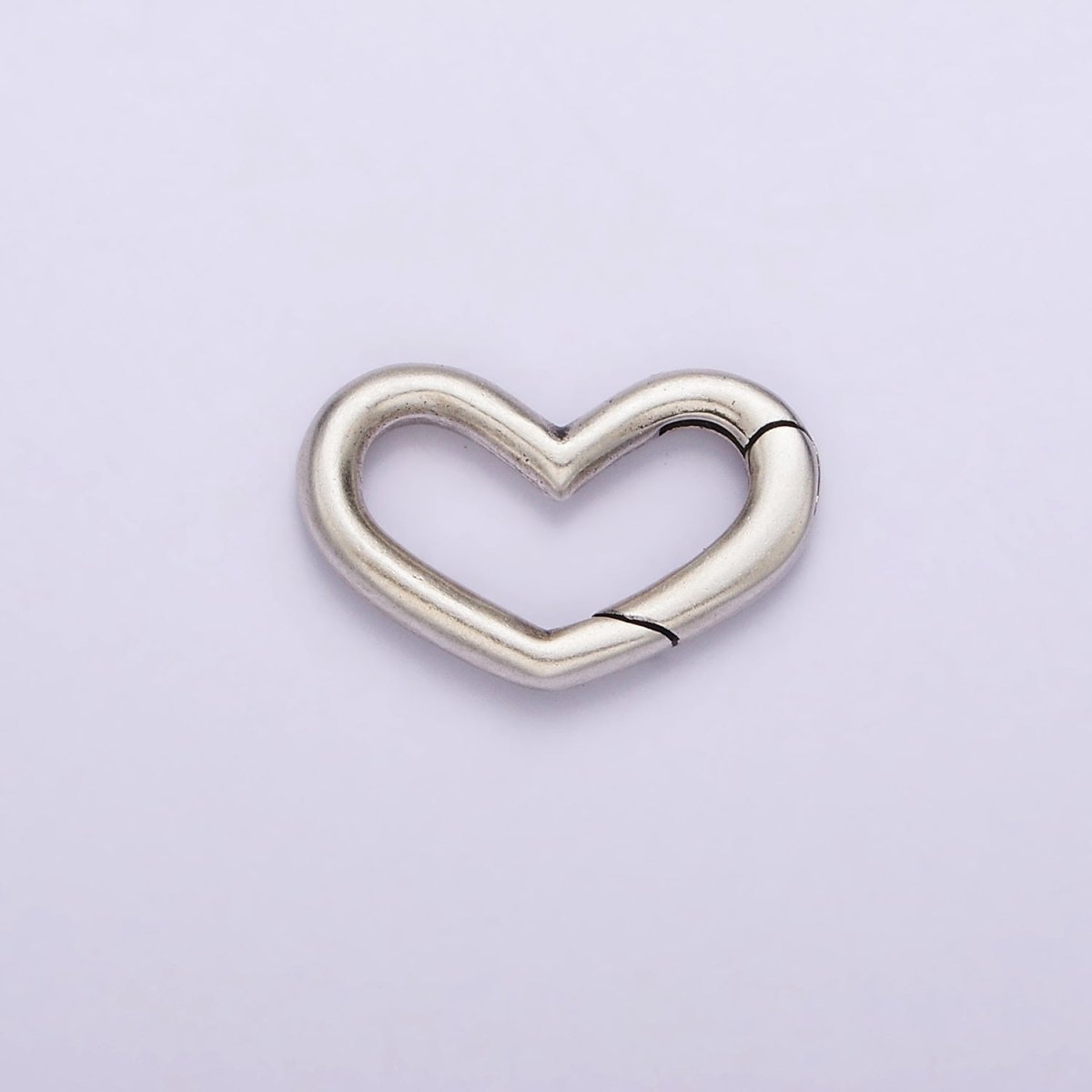 S925 Sterling Silver Hinged Heart Push Gate Ring Clasp Charm Pendants Interchangeable Connectors SL-307