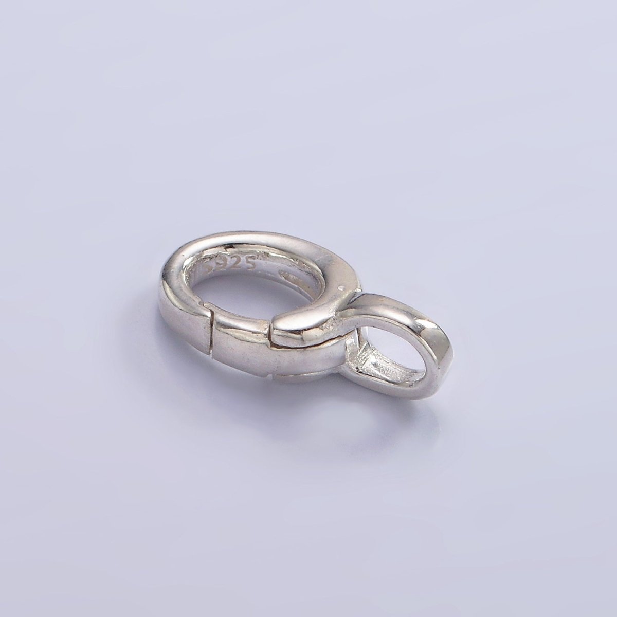 S925 Sterling Silver Hinged Oval Push Clasp Charm Pendant Holder Bail SL-486