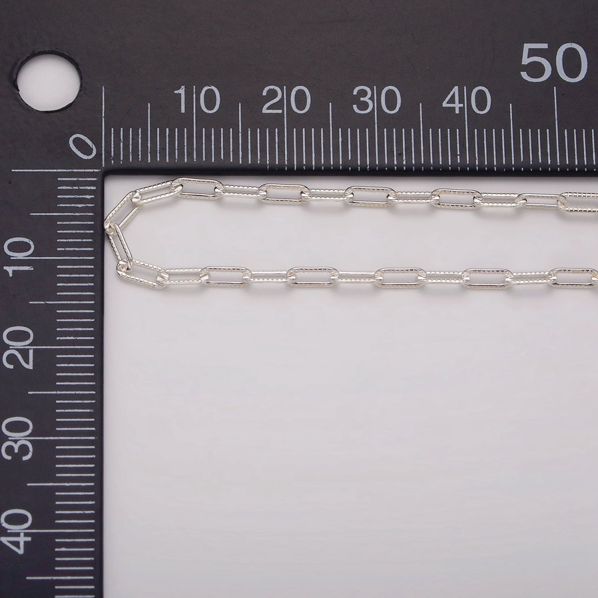 S925 Sterling Silver Line-Textured Paperclip Unfinished Chain For Jewelry Making | ROLL-1487 Clearance Pricing