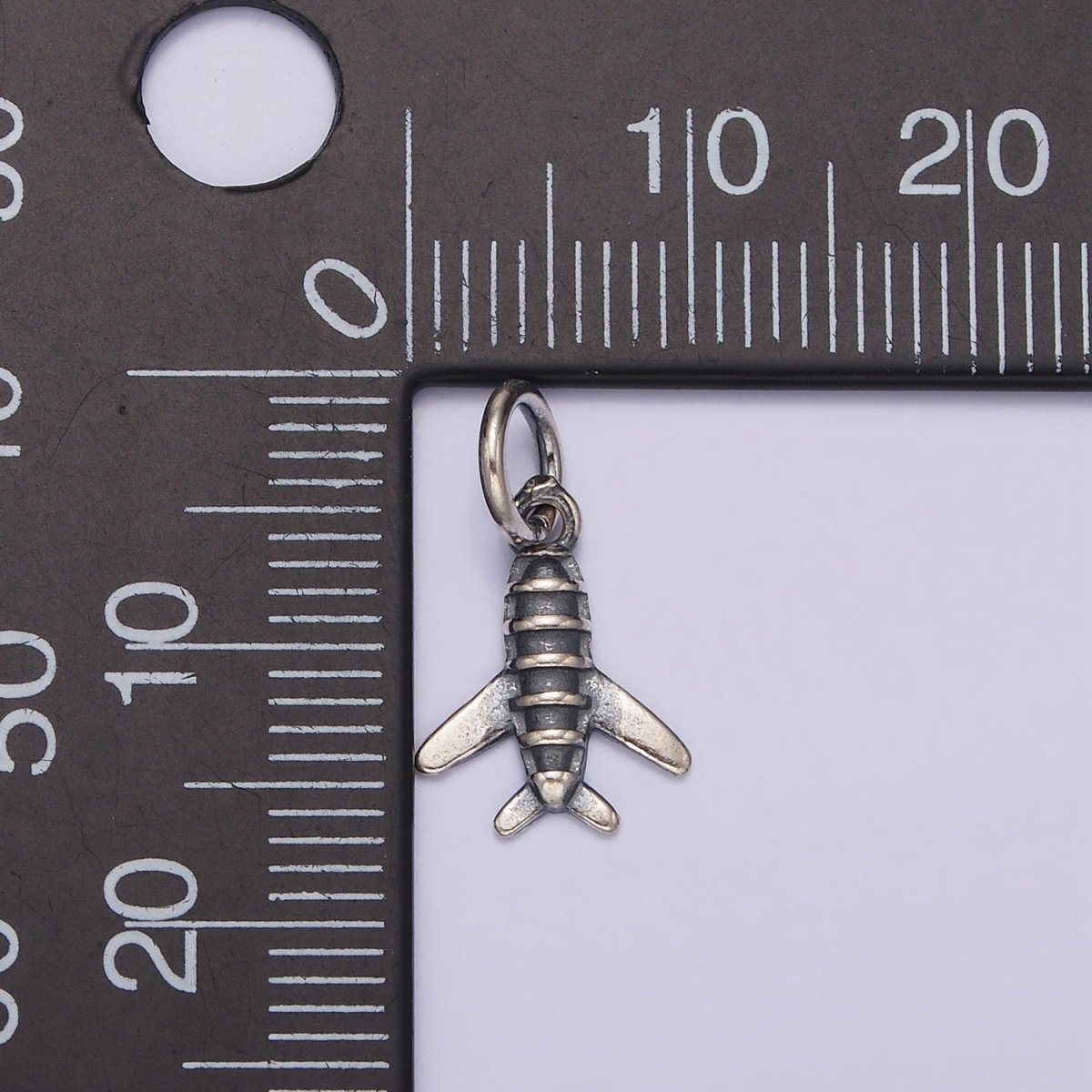 S925 Sterling Silver Mini Airplane Rocket Lined Charm | SL-365
