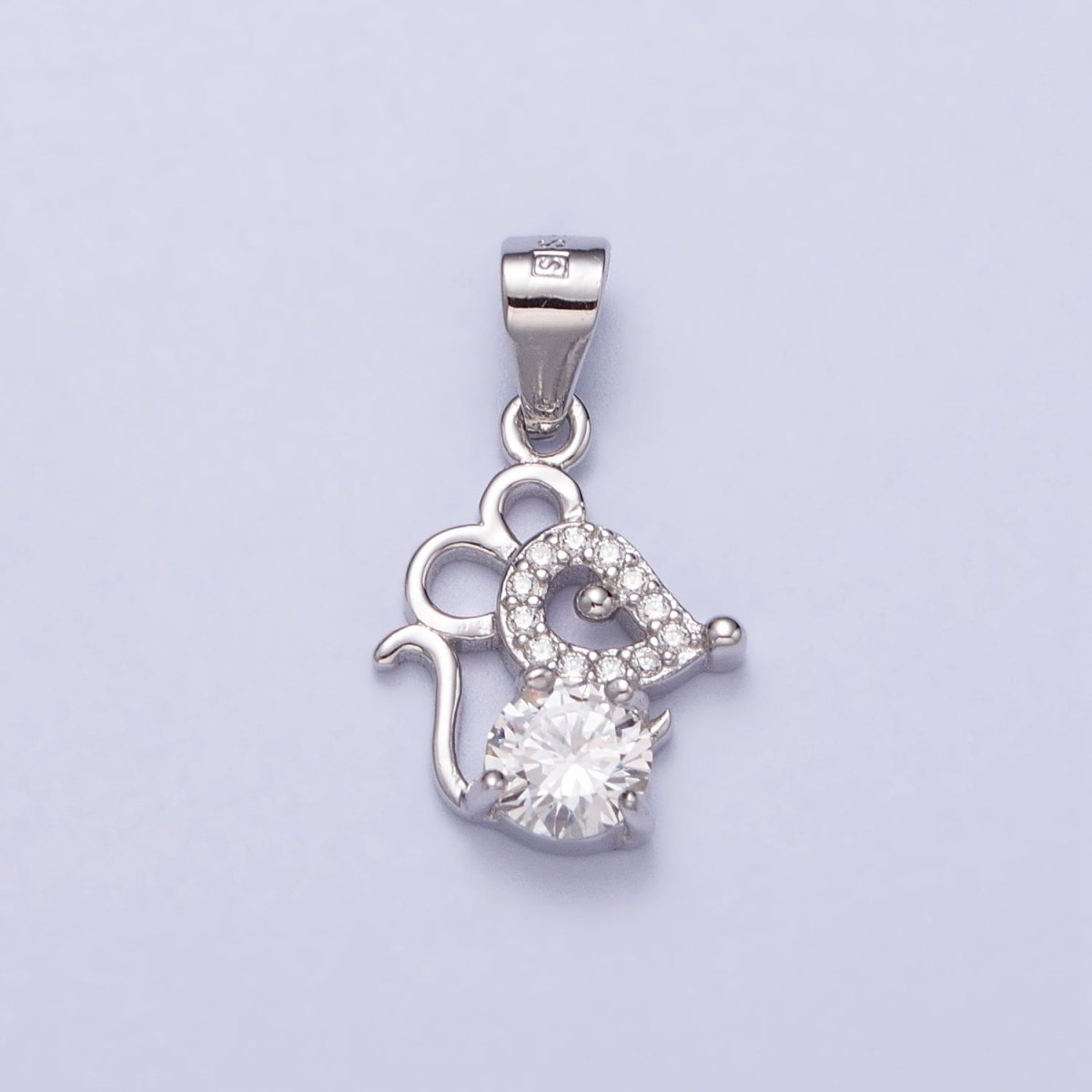 S925 Sterling Silver Mouse Charm, Animals Jewelry, Mouse Charm, Mouse Necklace Bracelet Earring Charm Cubic Mouse Pendant SL-392